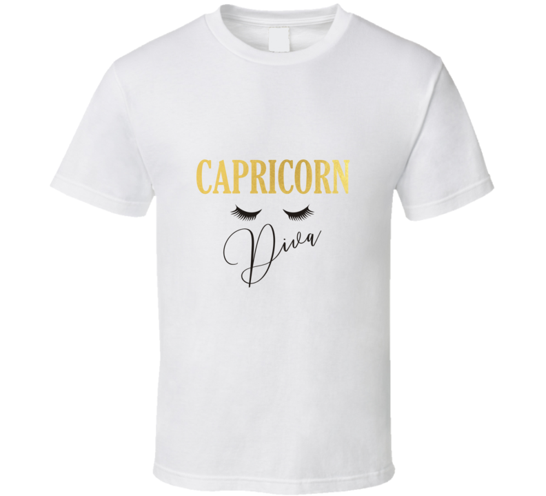 Fun Capricorn Zodiac Diva Eyelash Tee Sarcastic Tshirt Novelty Gift T Shirt