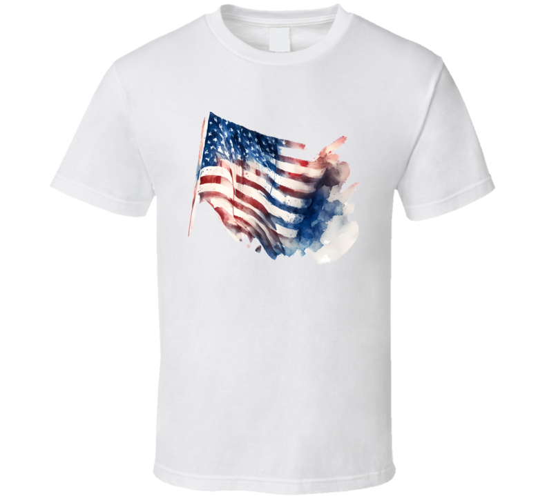 Painted American Flag T-shirt Patriotic Stars &amp; Stripes Tee Usa T Shirt