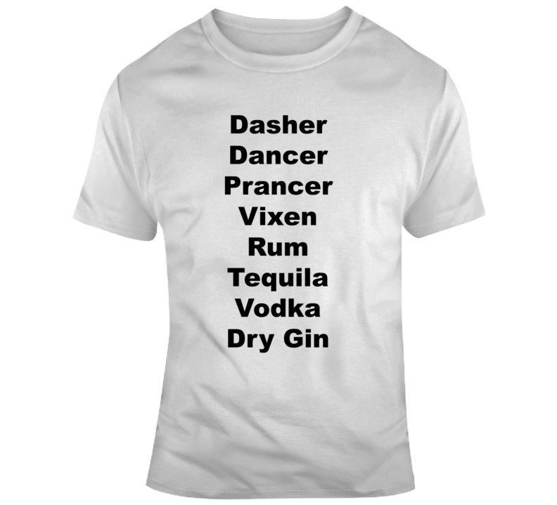 Christmas Reindeer And Spirits List Funny Holiday T-shirt Novelty Gift Yule Tee